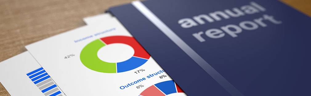 Image of Annual Report and financial charts